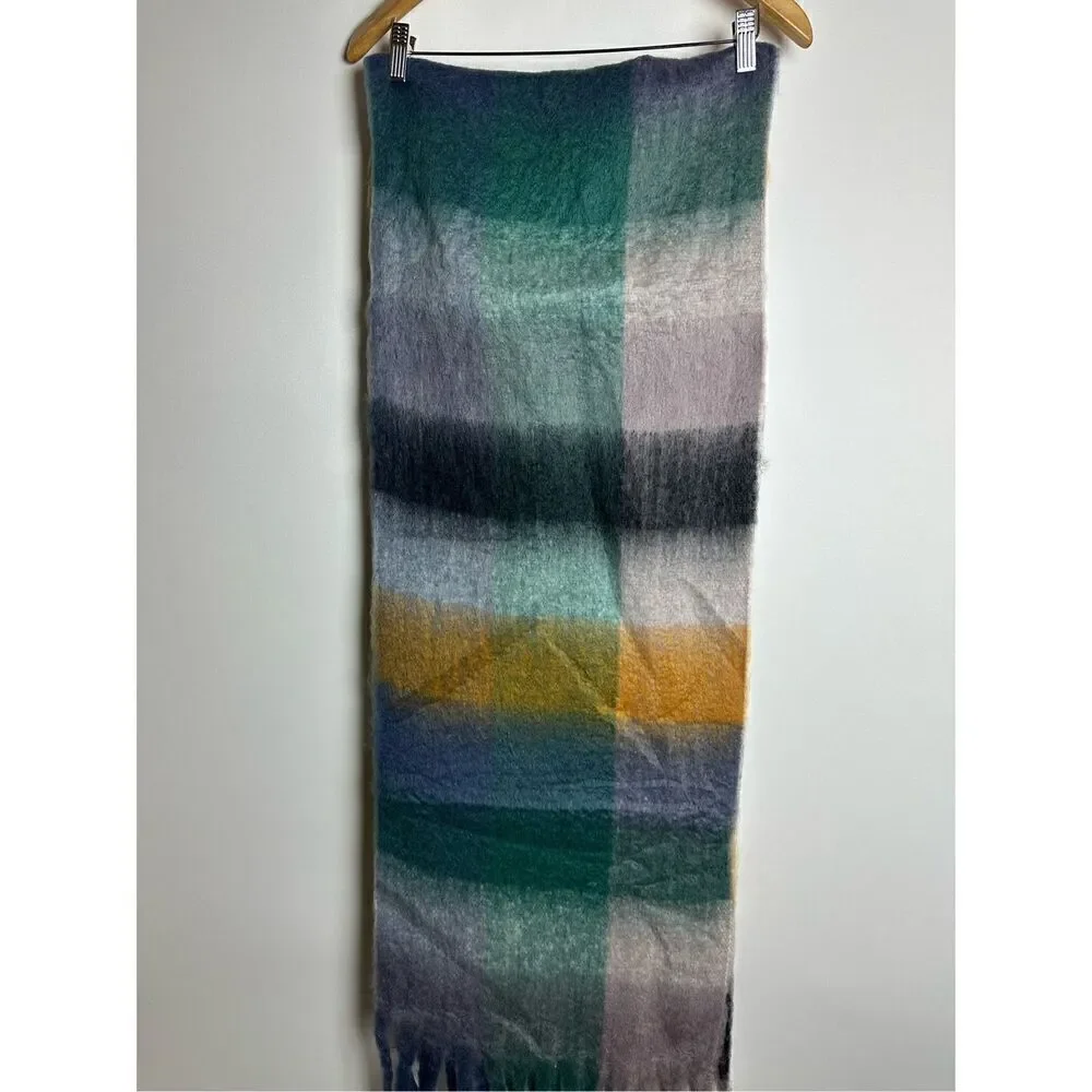Mint green multi oversized scarf